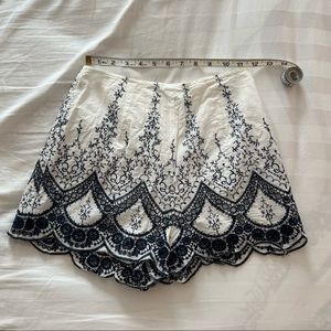 Embroidered White & Navy Summer Shorts